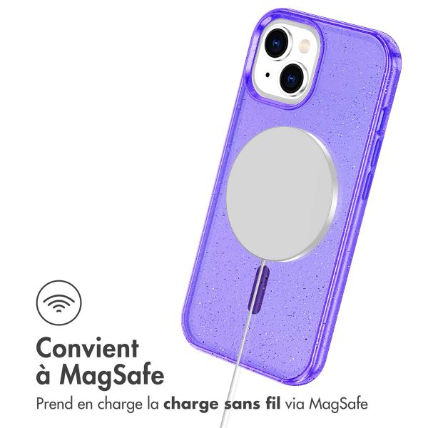 imoshion Coque Pailletée avec MagSafe Apple iPhone 15 - Paillettes Violet