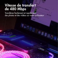 imoshion Câble de charge rapide lumineux RGB - USB-A vers USB-C - 2 mètres