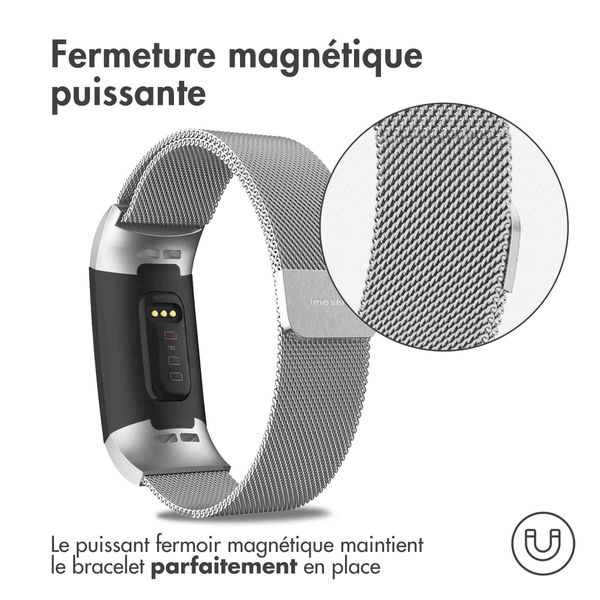 imoshion Bracelet magnétique milanais Fitbit Charge 3 / 4 - Taille S - Argent