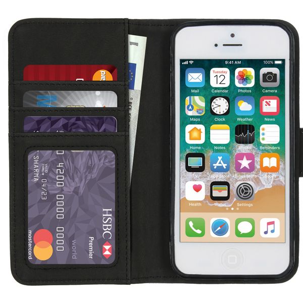 imoshion Étui de télephone portefeuille de luxe Apple iPhone SE (2016) / 5 / 5s - Noir