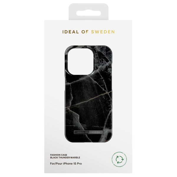 iDeal of Sweden Coque Fashion Apple iPhone 15 Pro - Black Thunder Marble