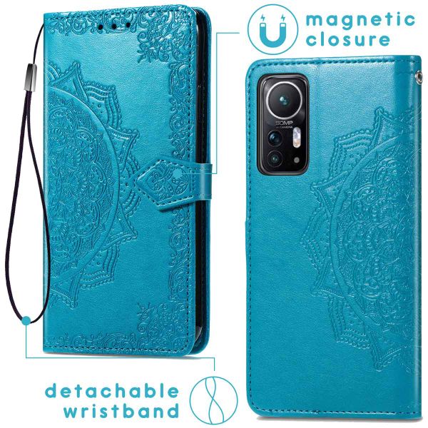 imoshion Etui de téléphone portefeuille Mandala Xiaomi 12 / 12X - Turquoise