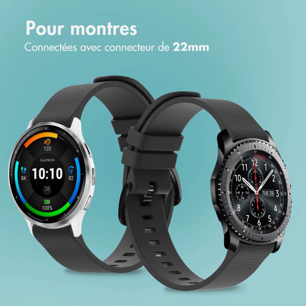 imoshion Bracelet sport en silicone avec boucle - Connexion universelle 22 mm - Noir