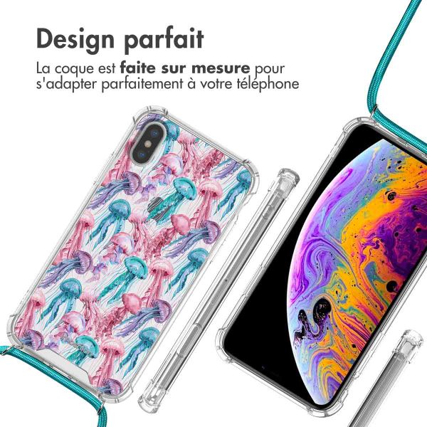 imoshion Coque Design avec cordon Apple iPhone X / Xs - Jellyfish Watercolor