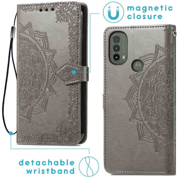 imoshion Etui de téléphone portefeuille Mandala Motorola Moto E30 / E40 - Gris