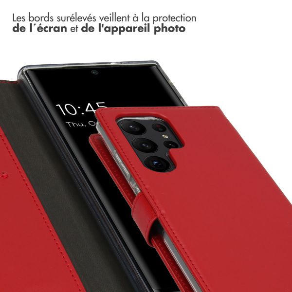 Selencia Étui de téléphone portefeuille en cuir véritable Samsung Galaxy S23 Ultra - Rouge