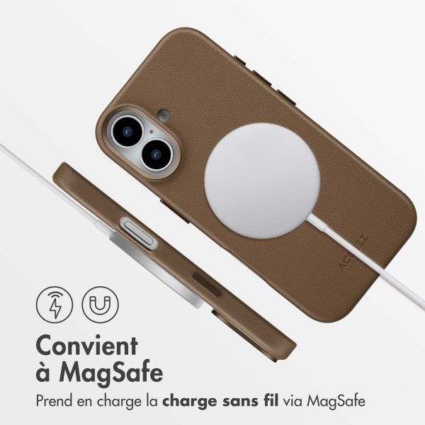 Accezz Coque arrière en cuir avec MagSafe Apple iPhone 17 - Marron café