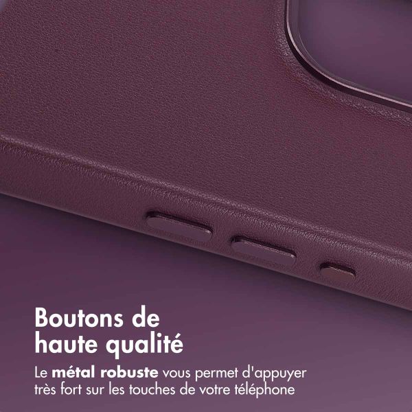 Accezz Coque arrière en cuir avec MagSafe Apple iPhone 15 Pro Max - Heath Purple
