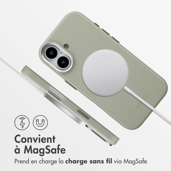 Accezz Coque arrière en cuir avec MagSafe Apple iPhone 17 - Light Grey