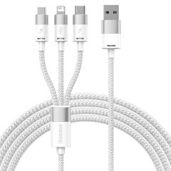 Baseus StarSpeed ​​​​Series câble de charge rapide 3-en-1 - USB-A vers USB-C / Lightning / Micro-USB - 1,2 mètres - Blanc