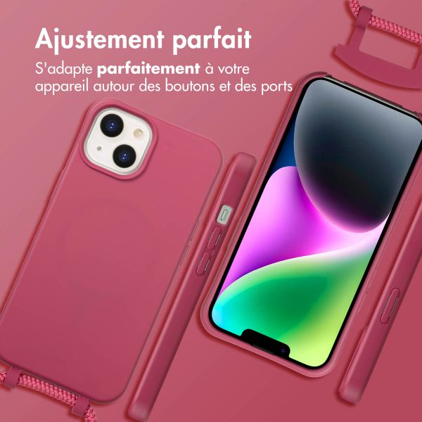 imoshion Coque arrière Color avec cordon amovible et MagSafe Apple iPhone 14 - Raspberry