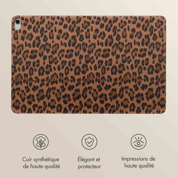 Selencia Coque tablette Sabi avec imprimé léopard Apple iPad Air 11 pouces (2025) M3 / (2024) M2 / Air 5 (2022) / Air 4 (2020) - Mocha Brown