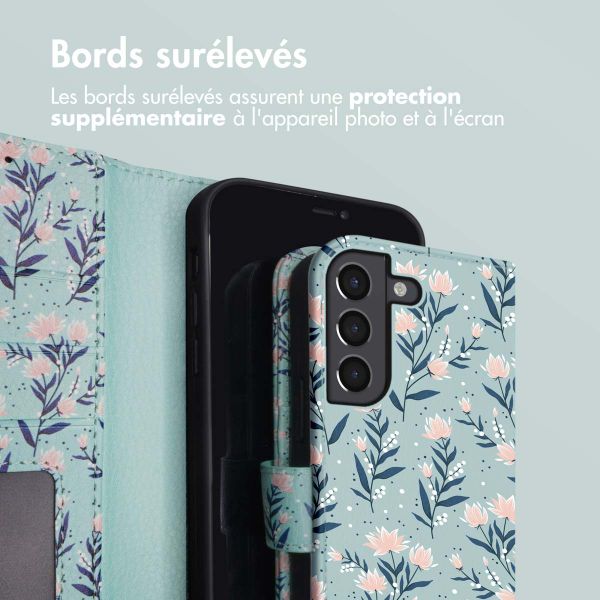 imoshion Étui de télephone portefeuille Design Samsung Galaxy S21 FE - Blue Flowers