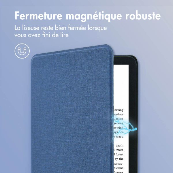 imoshion Étui de liseuse portefeuille Canvas Amazon Kindle (2024) / Amazon Kindle (2022) 11th gen - Bleu foncé