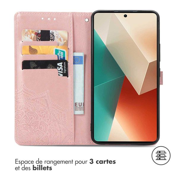 imoshion Etui de téléphone portefeuille Mandala Xiaomi Redmi Note 13 Pro (5G) / Poco X6 - Rose Dorée