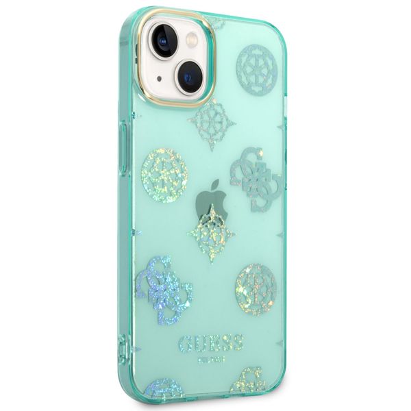 Guess Coque Peony Glitter iPhone 14 - Turquoise