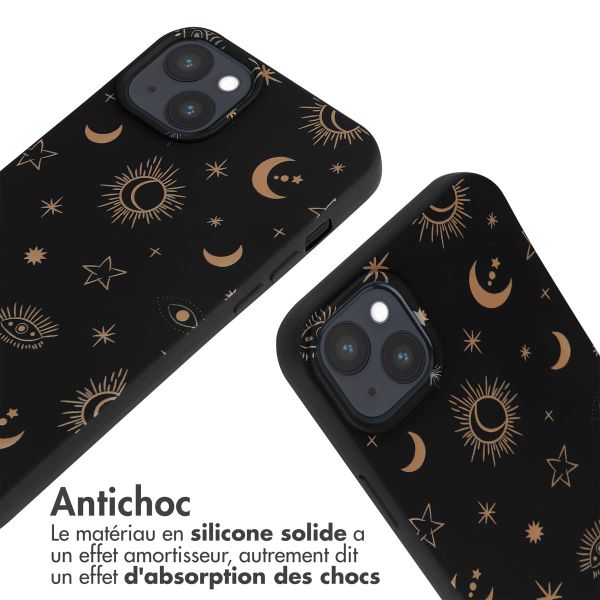 imoshion Coque design en silicone avec cordon Apple iPhone 15 Plus - Sky Black