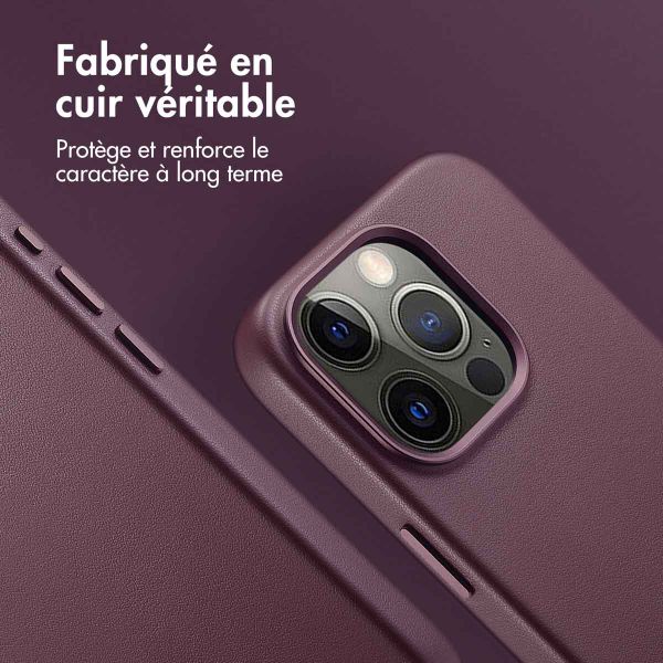 Accezz Coque arrière en cuir avec MagSafe Apple iPhone 15 Pro - Heath Purple