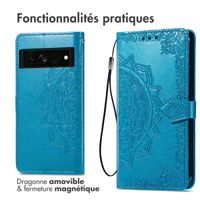 imoshion Etui de téléphone portefeuille Mandala Google Pixel 7 Pro - Turquoise