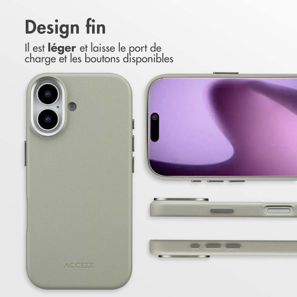 Accezz Coque arrière en cuir avec MagSafe Apple iPhone 17 - Light Grey