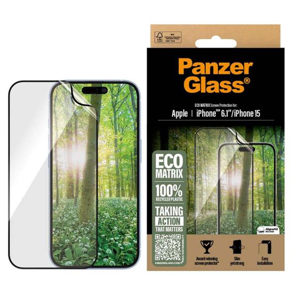 PanzerGlass Protection d'écran Matrix Recycled Ultra-Wide Fit Anti-bactérienne avec applicateur Apple iPhone 16