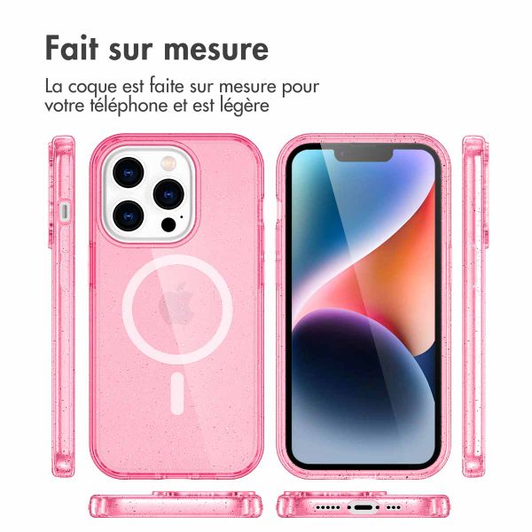 imoshion Coque Pailletée avec MagSafe Apple iPhone 14 Pro Max - Paillettes Rose