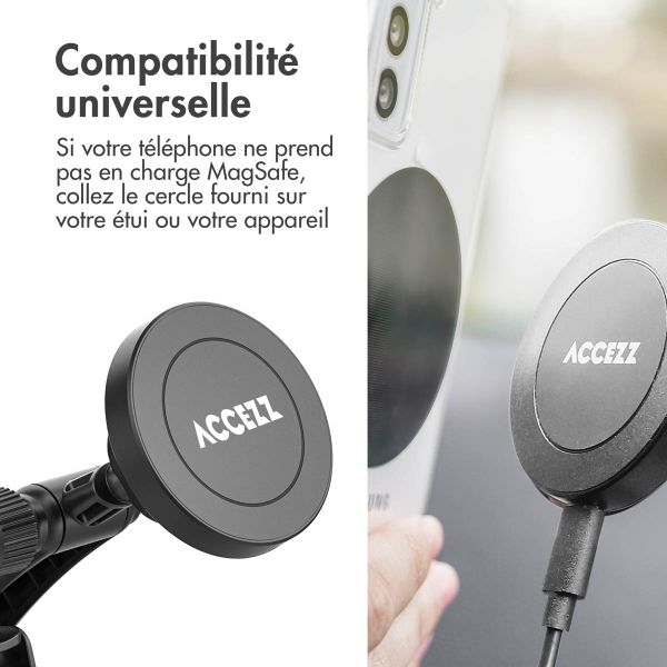 Accezz&#x20;Support&#x20;de&#x20;t&#xE9;l&#xE9;phone&#x20;pour&#x20;voiture&#x20;-&#x20;MagSafe&#x20;-&#x20;Chargeur&#x20;sans&#x20;fil&#x20;-&#x20;Universel&#x20;-&#x20;Tableau&#x20;de&#x20;bord&#x20;et&#x20;pare-brise&#x20;-&#x20;Noir