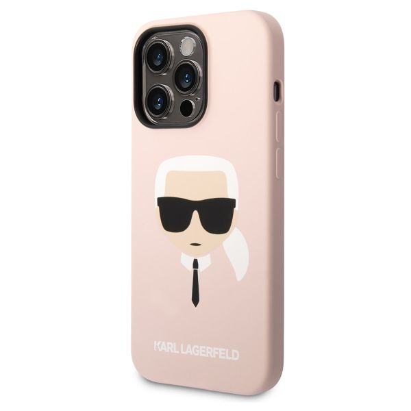 Karl Lagerfeld Coque arrière Karl's Head Liquid Silicone MagSafe iPhone 14 Pro - Rose