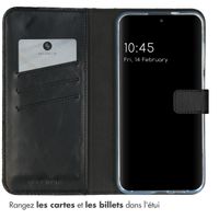 Selencia Étui portefeuille en cuir véritable Samsung Galaxy S24 Plus - Noir