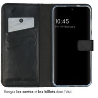 Selencia Étui de téléphone portefeuille en cuir véritable Samsung Galaxy S24 Plus - Noir