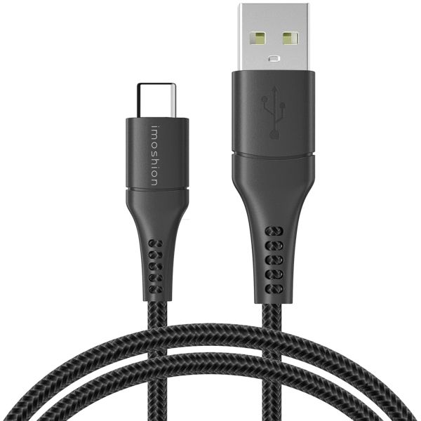 imoshion Chargeur Mural avec câble USB-C vers USB - Chargeur - Textile tissé - 20 Watt - 1,5 mètres - Noir