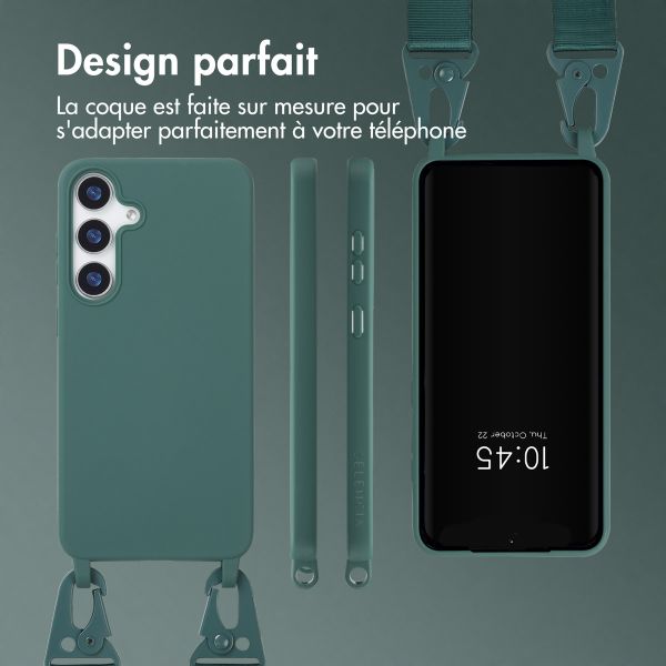 Selencia Coque design en silicone avec cordon Samsung Galaxy S25 Plus - Vert foncé