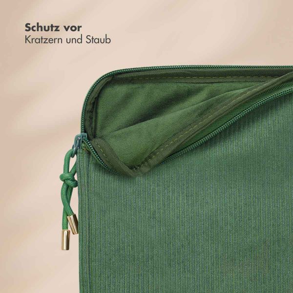 Selencia Pochette ordinateur Corduroy 15-16 pouces - Sage Green