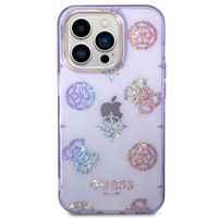 Guess Coque Peony Glitter iPhone 14 Pro - Violet