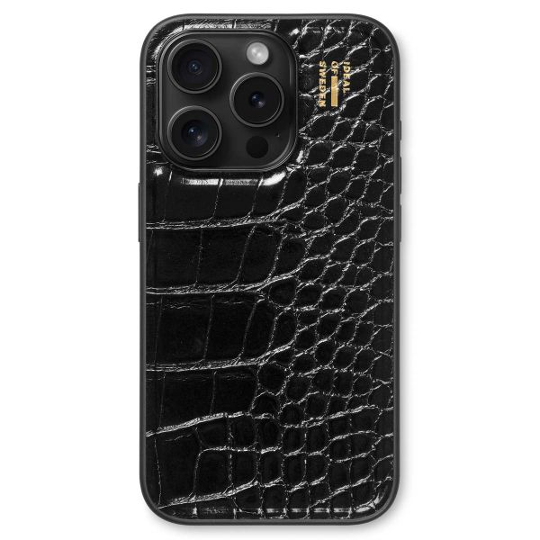 iDeal of Sweden Coque Vegan Leather iPhone 15 Pro - Black Croco