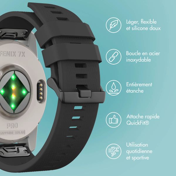 imoshion Bracelet QuickFit® en silicone  - Connexion Garmin 26 mm - Noir