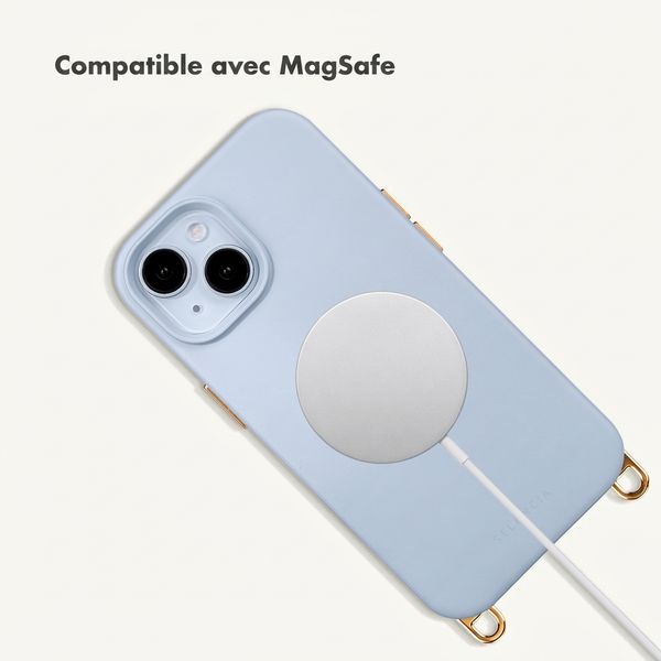 Selencia Coque arrière Rivièra avec MagSafe avec crochets amovibles Apple iPhone 15 - Powder Blue