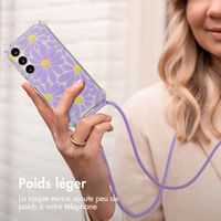 imoshion Coque Design avec cordon Samsung Galaxy S23 - Tropical Violet Flowers Connect