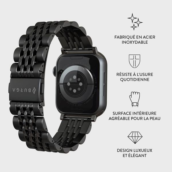 Burga Bracelet en acier Apple Watch Series 1 á 10 / SE / Ultra (2) (44/45/46/49 mm) - Chic Royal - Noir