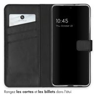 Selencia Étui portefeuille en cuir véritable Samsung Galaxy S21 - Noir