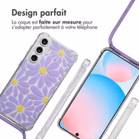 imoshion Coque Design avec cordon Samsung Galaxy S24 FE - Tropical Violet Flowers Connect