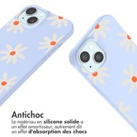 imoshion Coque design en silicone avec cordon Apple iPhone 15 - Lila Flower Distance