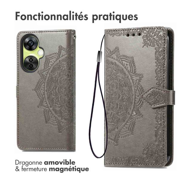 imoshion Etui de téléphone portefeuille Mandala OnePlus Nord CE 3 / CE 3 Lite - Gris