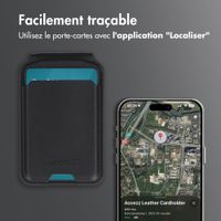 Accezz Portefeuille en cuir magnétique avec support - Compatible avec Apple Find My - Onyx Black
