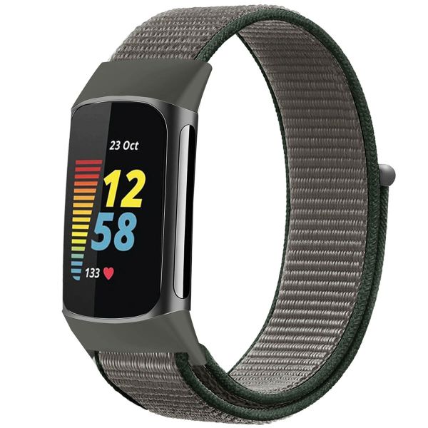 imoshion Bracelet en nylon le Fitbit Charge 5 / Charge 6 - Taille S - Gris foncé