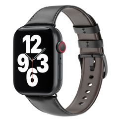 WiWu Bracelet vintage en cuir Apple Watch Series 1 t/m 11 / SE / Ultra (44/45/46/49 mm) - Noir