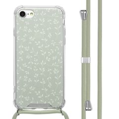 imoshion Coque Design avec cordon Apple iPhone SE (2022 / 2020) / 8 / 7 - Smoke Green Flowers