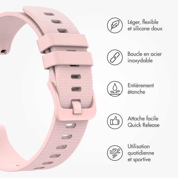 imoshion Bracelet sport en silicone avec boucle - Connexion universelle 20 mm - Rose