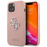 Guess Coque 4G Metal Logo Saffiano Apple iPhone 13 Mini - Rose