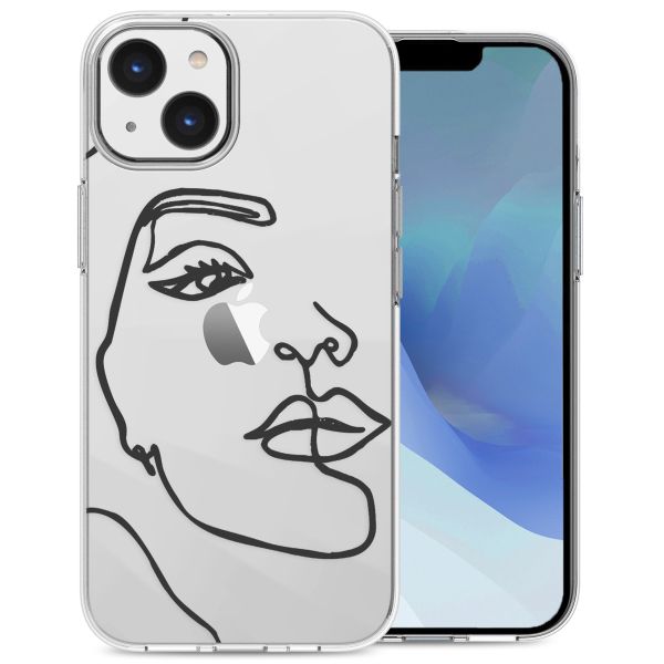 imoshion Coque Design iPhone 14 - Line Art Woman White